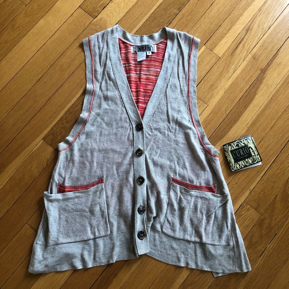 CURIO knit cardigan sweater vest Medium, with Tags